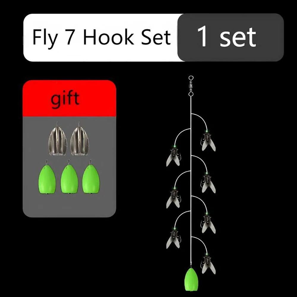 Multi Hook Artificial Fly Fishing Bait Set 3D Biomimetic Fly Fishing Bait Fast Attack Fly Bait Manual Bait Set for Various Fish