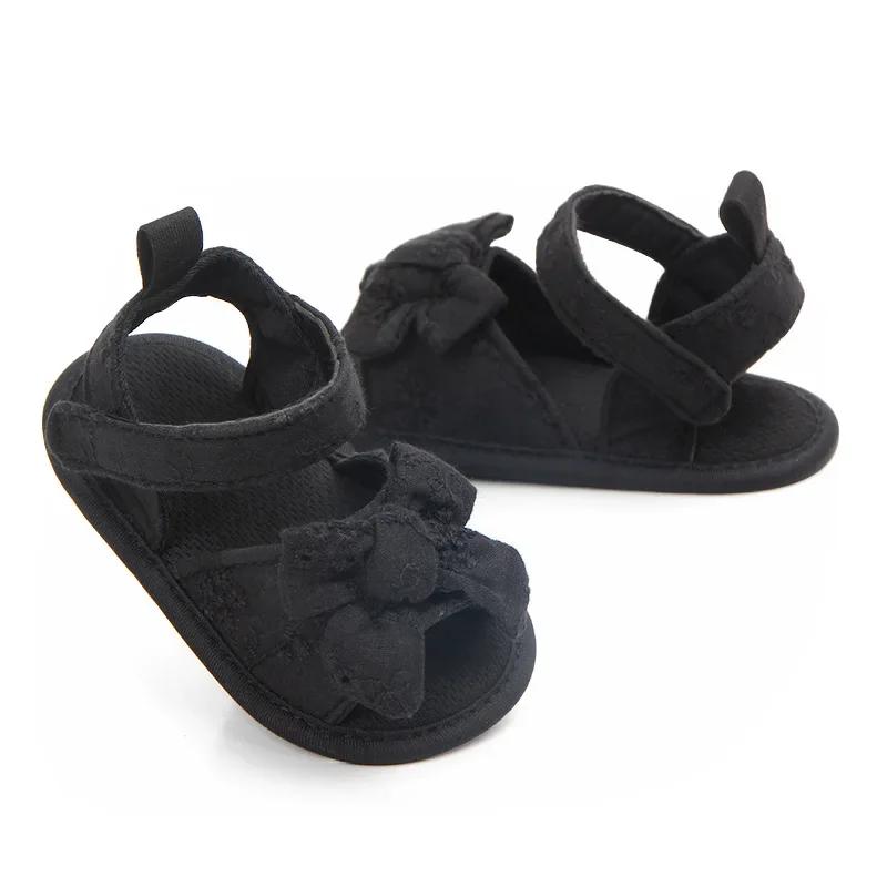 0-18M Baby Girl Sandals Toddler Infant Sandals Soft Rubber Sole Anti-Slip Summer Flower Lace Crib Bow ShoesFirst Walker