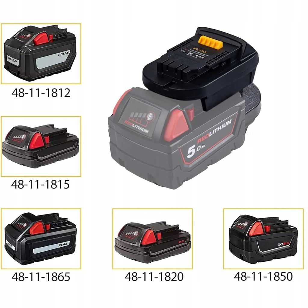 Rosfix Adapter für Milwaukee 18V Akku auf Dewalt 18V – Kompatibilität mit Dewalt 18V Werkzeugen | Robuste Konstruktion | Einfache Montage