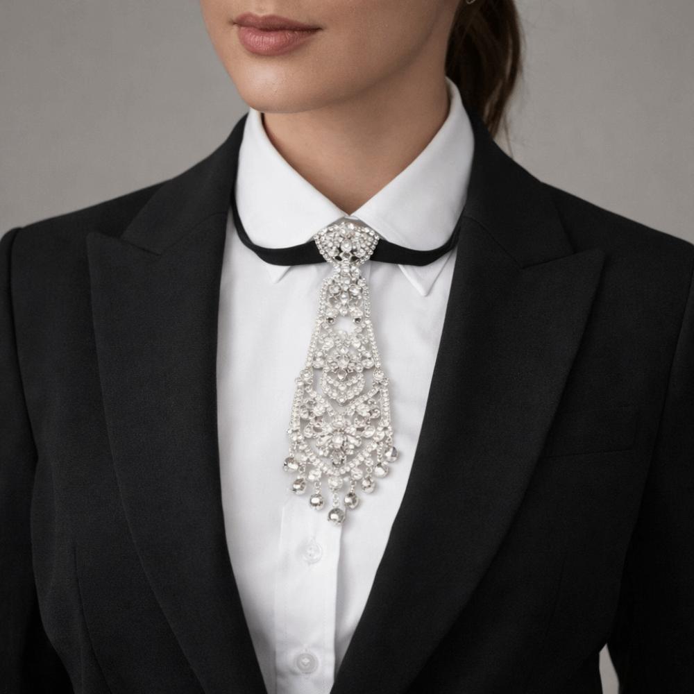 Tassel Rhinestone Necktie Adjustable Crystal Necktie Trendy Formal Business Ties Unisex