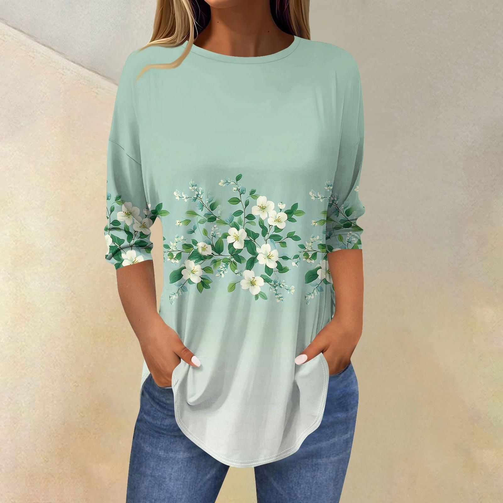 

Женские футболки с рукавами 3/4, однотонные пуловеры, летние весенние топы, блузки XXXL