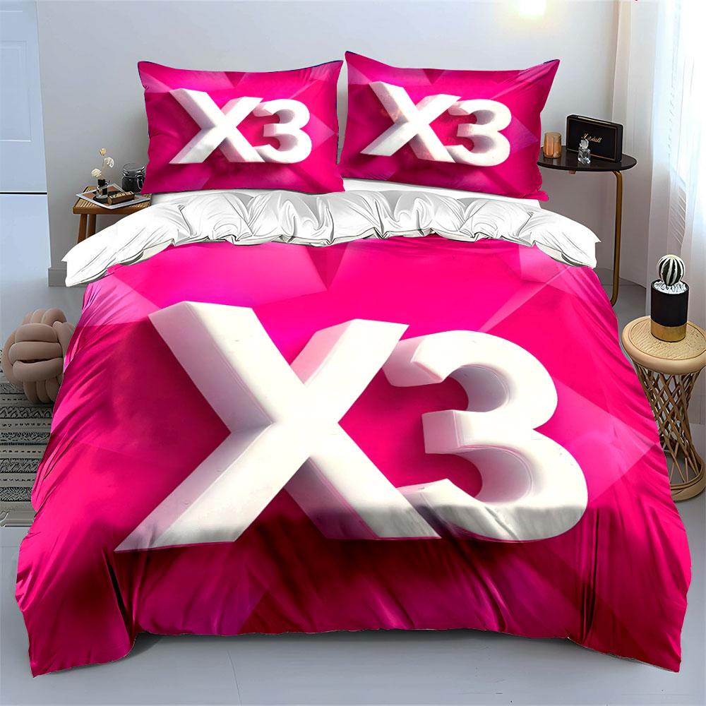 Bold "X3" text pattern. Bedding sets Duvet cover sets Duvet covers Pillowcases(1*Duvet Cover 2*Pillowcases without duvet insert)