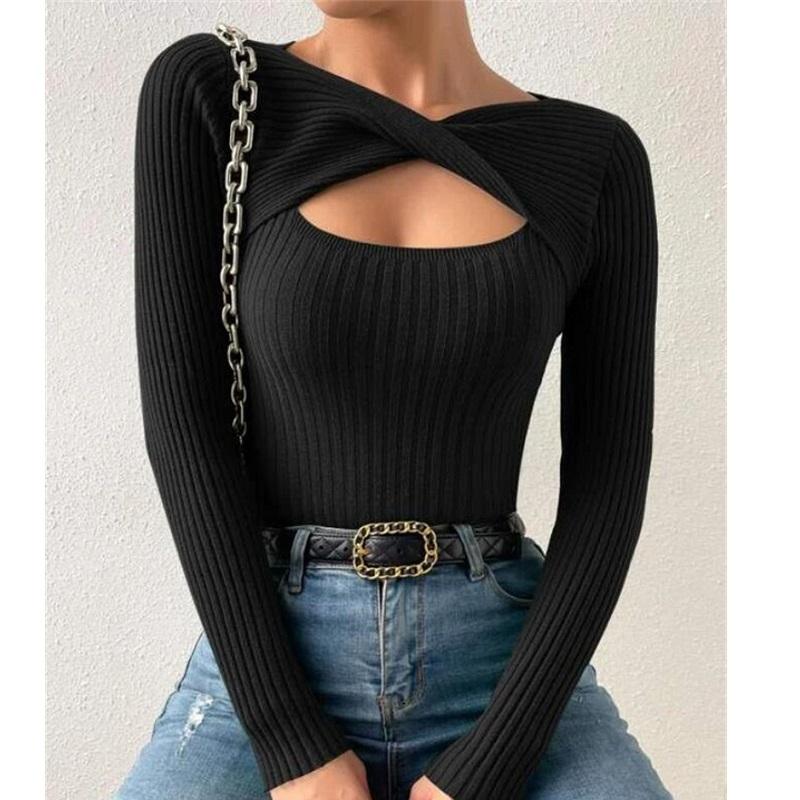 Podzim Zima Pletený svetr pro ženy Pulovry a svetry s dlouhým rukávem Dámské Základní úplety Topy