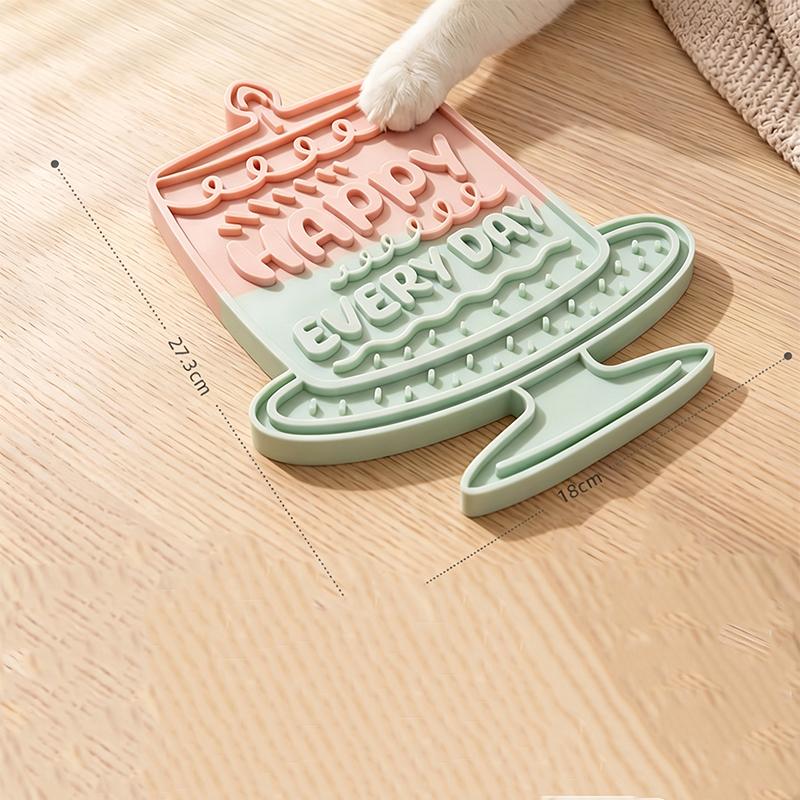 

Colorful Cake Design Cat Lick Mat Food Grade Silicone Slow Feeder Pad Non Slip Suction Licking Mat For Anxiety Relief розовый