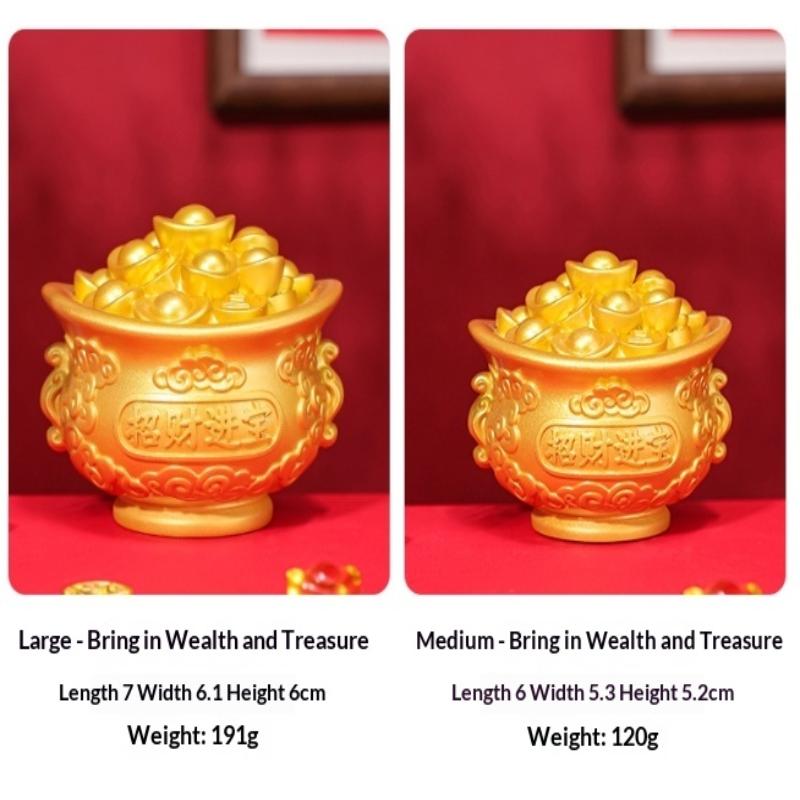 1Pcs Prosperity Sculpture Centerpiece Treasure Basin Statue For Office Shelf Desk Tabletop Art Craft Ornament Home Decorations