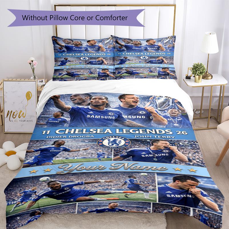 Chelsea Fc Football Player Personalized Text Bed CoverBed Design for Living Rooms Breathable Duvet Cover Home Decor Gift for Festivals