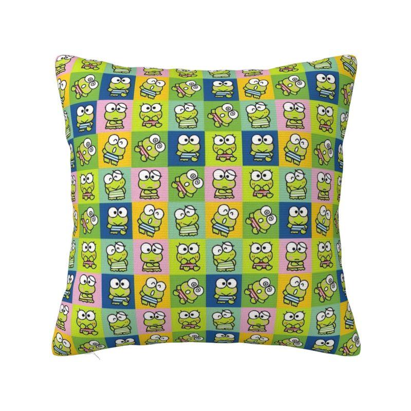 Custom Cartoon Kero Kero Keroppi Sanrio Anime Modern Pillow Cover Home Decor Chair Cushion 12x12Inch