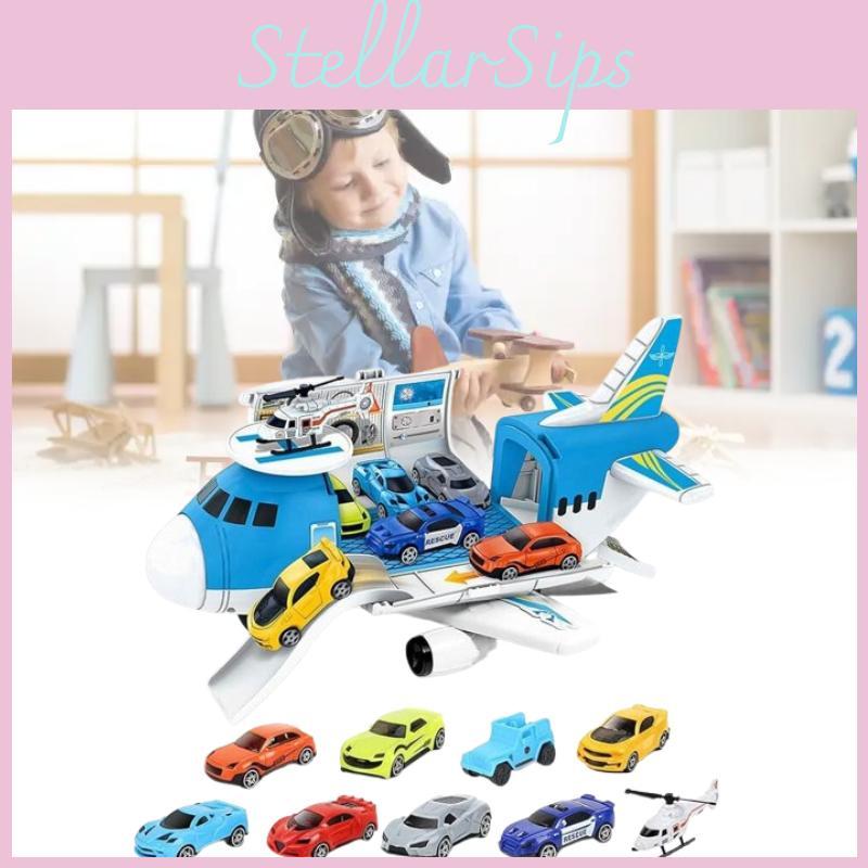 Aeroplane With Toy Vehicles Transport Cargo Airplane Car Children Gifts Set