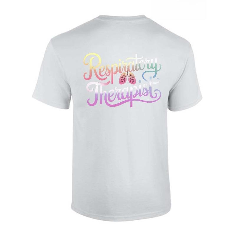 European Sizes Women's Respiratory Therapist T-Shirt - Pastel Art Nouveau Lungs Design, Comfort Fit Short Sleeve Casual Uniform