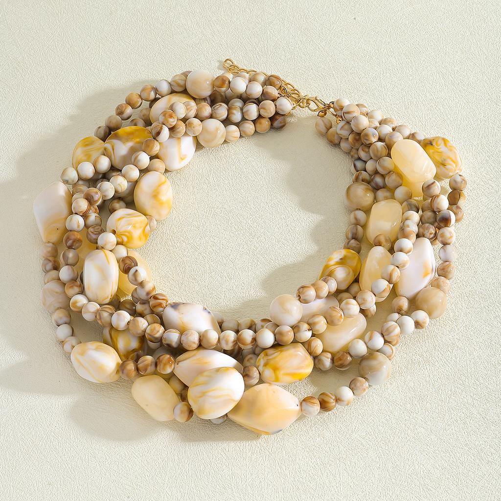 Fashion, hand-beaded multi-layer necklace, personality trend, boho style, layered collarbone chain, daily casual