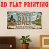 D Flachstück Vintage Aluminium Schild Dekorative Plakette und Schild Bali Schild Retro Wandkunst von Tempeln und Reisterrassen