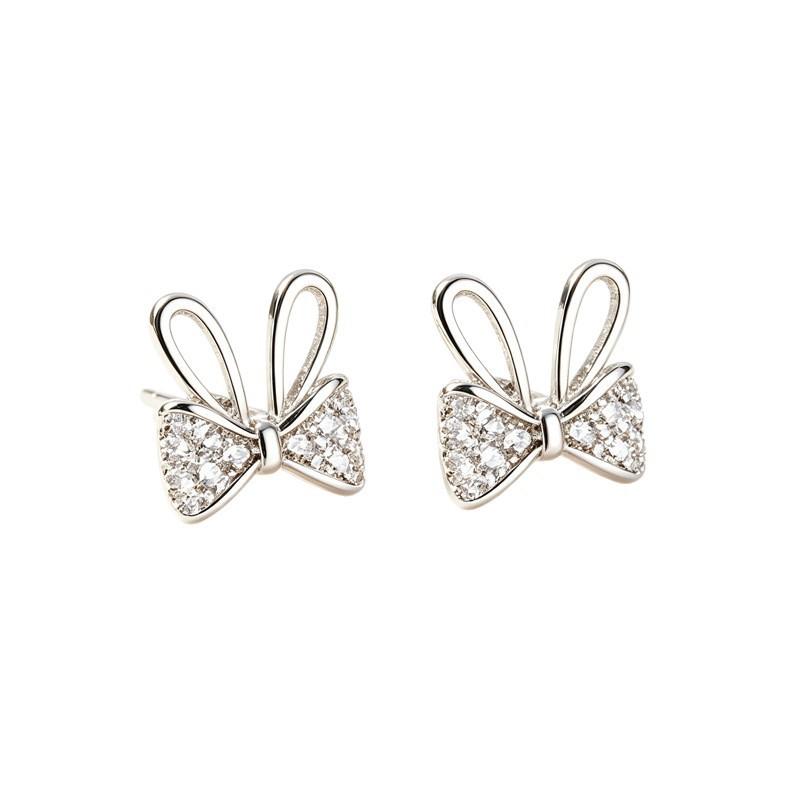 Sweet Cool Rabbit Butterfly Knot 925 Sterling Silver Jewelry Personalized Creative Zircon Earrings 3461