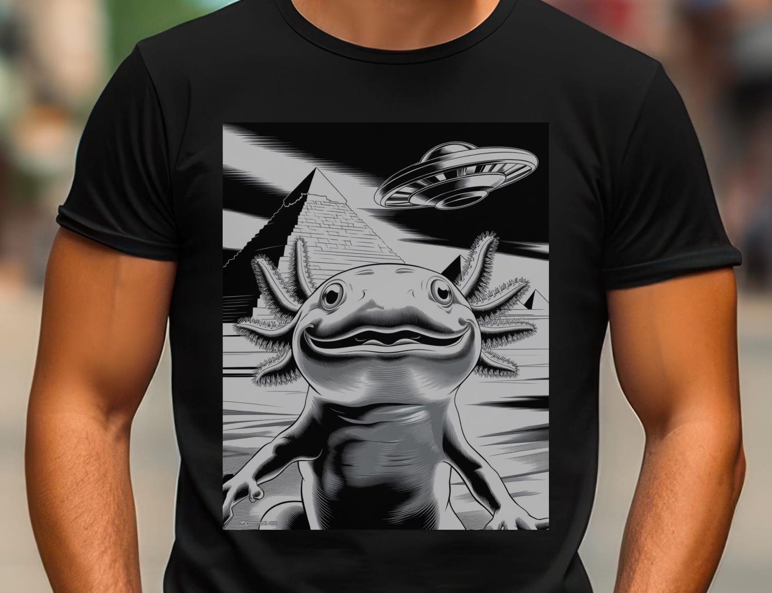 Axolotl Animal Selfie Ufo Vintage 90s Style T-Shirt Unisex Retro Funny Axolotl Tee Ufo Meme Shirt Alien Gag Adult Shirts Y2k MORE COLORS 2XL