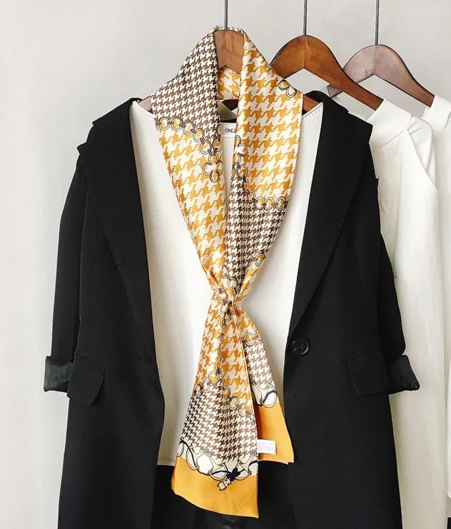 Choice Long Small Women Silk Scarf Tie Decorated Professional Neck Cover Multi-functional Tin Spring Travel Ladies Neckerchiefs