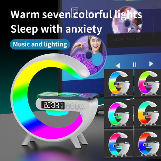 4-in-1 Wireless Speaker Light with Music Charger Bedside Sync APP Remote Control G-shaped