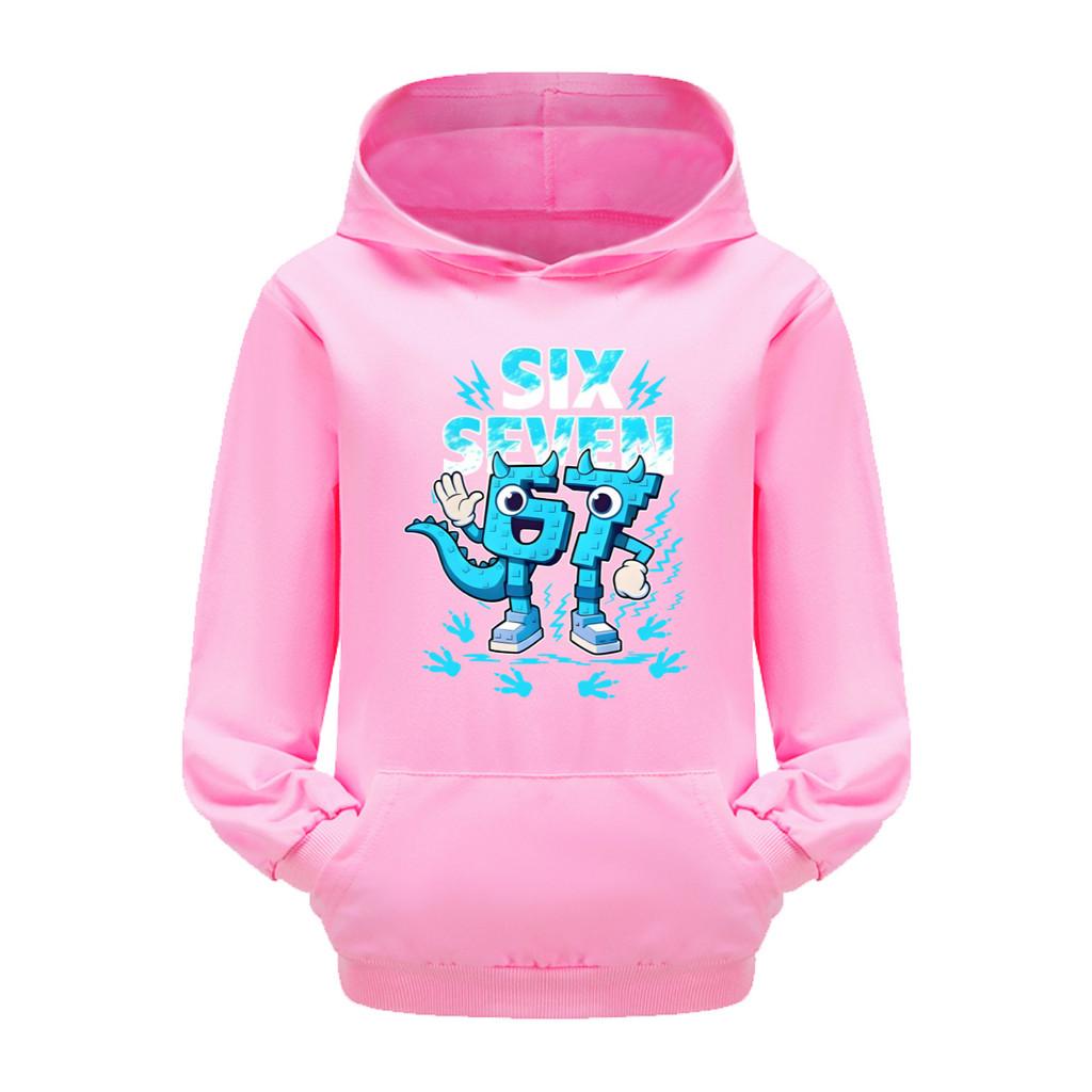 5192 Kinder Jungen Mädchen Steal a Brainrot 67 Six Seven Bedruckter Freizeit-Langarm-Hoodie Top