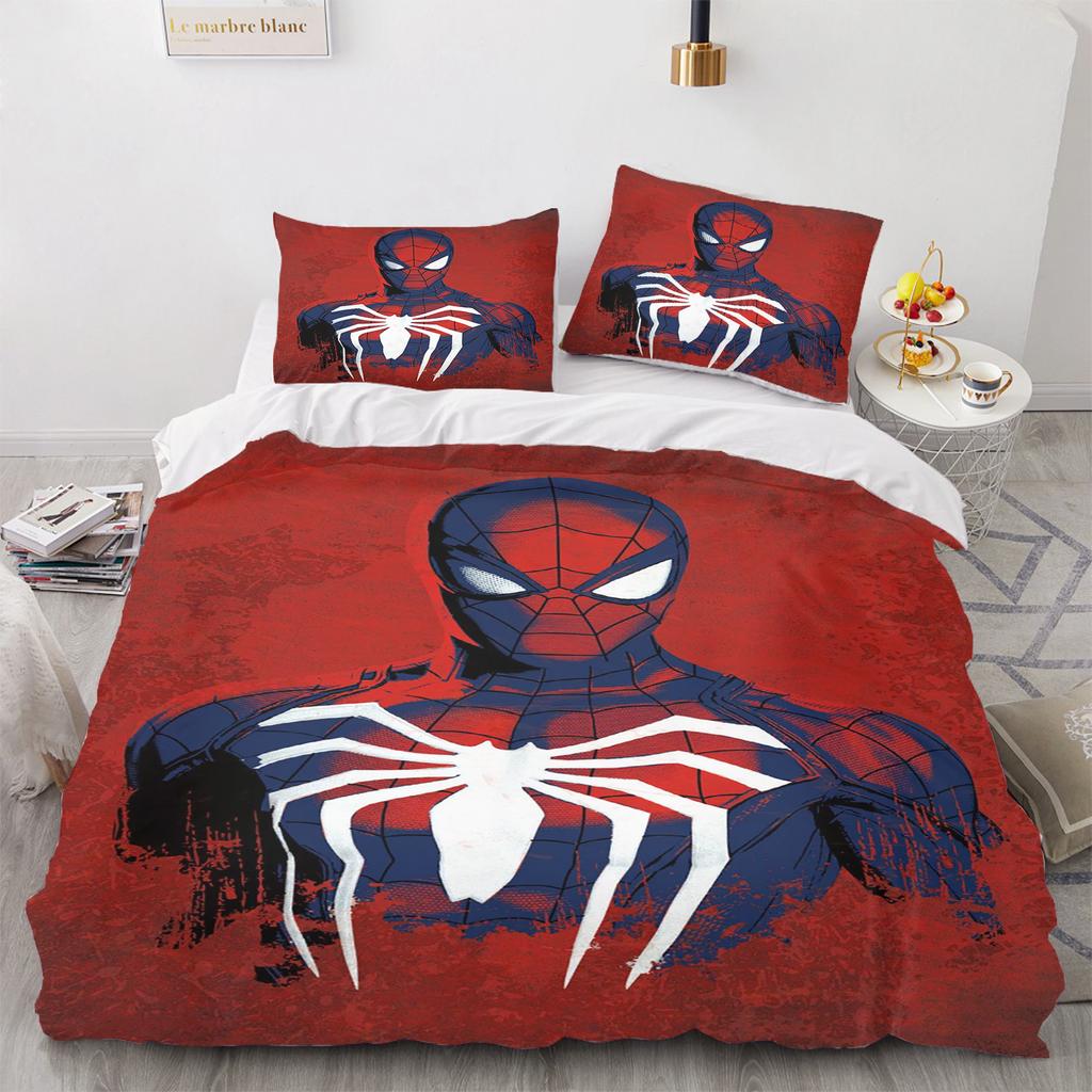 Marvel Spider-Man Duvet Cover Queen Size Bedding Set  Polyester 3-Piece Set 1 Quilt Cover Home Decor
