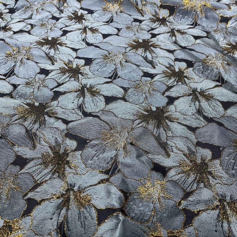 

Luxury Gold Thread Blue Large Flower Jacquard Fabric for DIY Women s Dress Suit Jacket Box Packaging Decorative Fabric 100cmx150cm