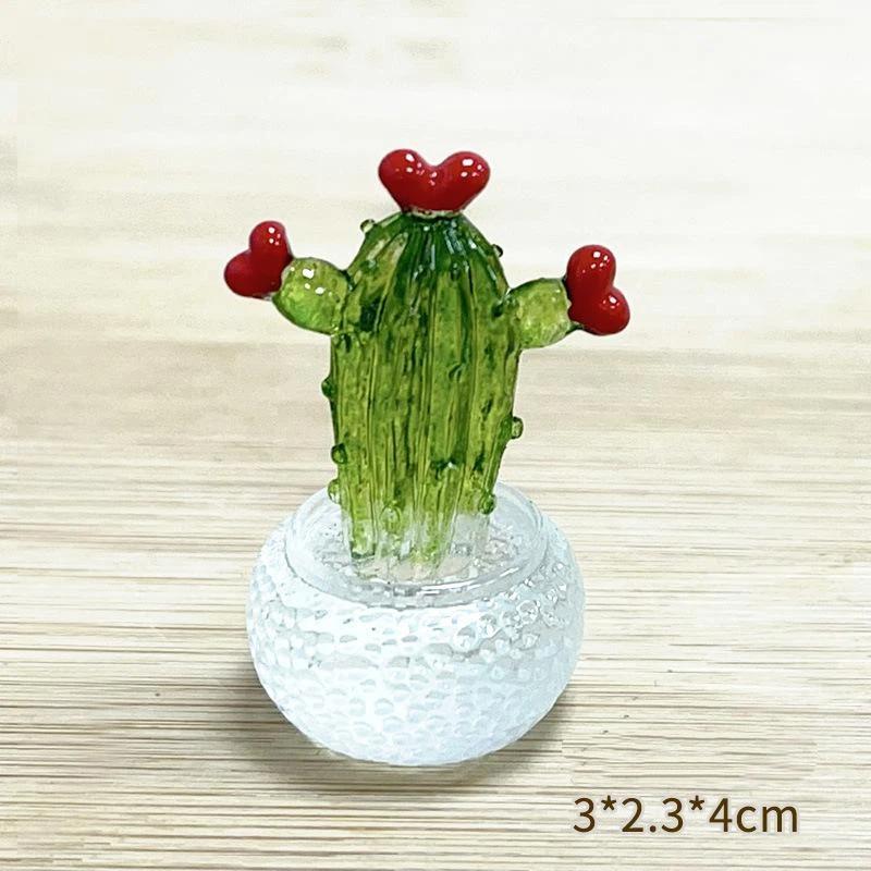 Cartoon Cactus Bonsai Decor Transparent Fleshy Resin Crafts Realistic Simulated Mini Cactus Home Decor