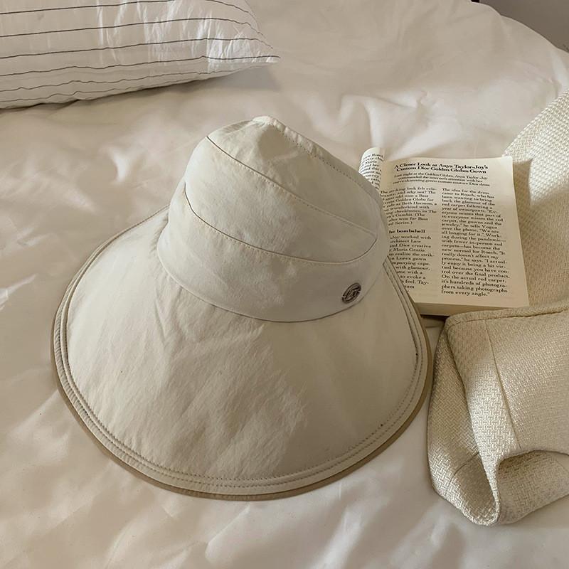 Trendy Brim Large Summer Hat For Women Uv Protection Black Sun Visor Cap