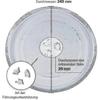 Universal Microwave Turntable Glass Plate With 3 Fixtures, 24.5 Cm