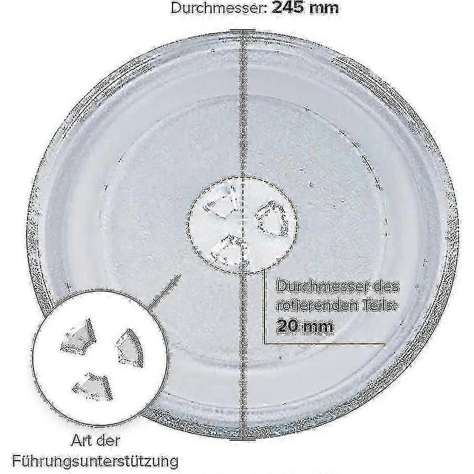 Universal Microwave Turntable Glass Plate With 3 Fixtures, 24.5 Cm