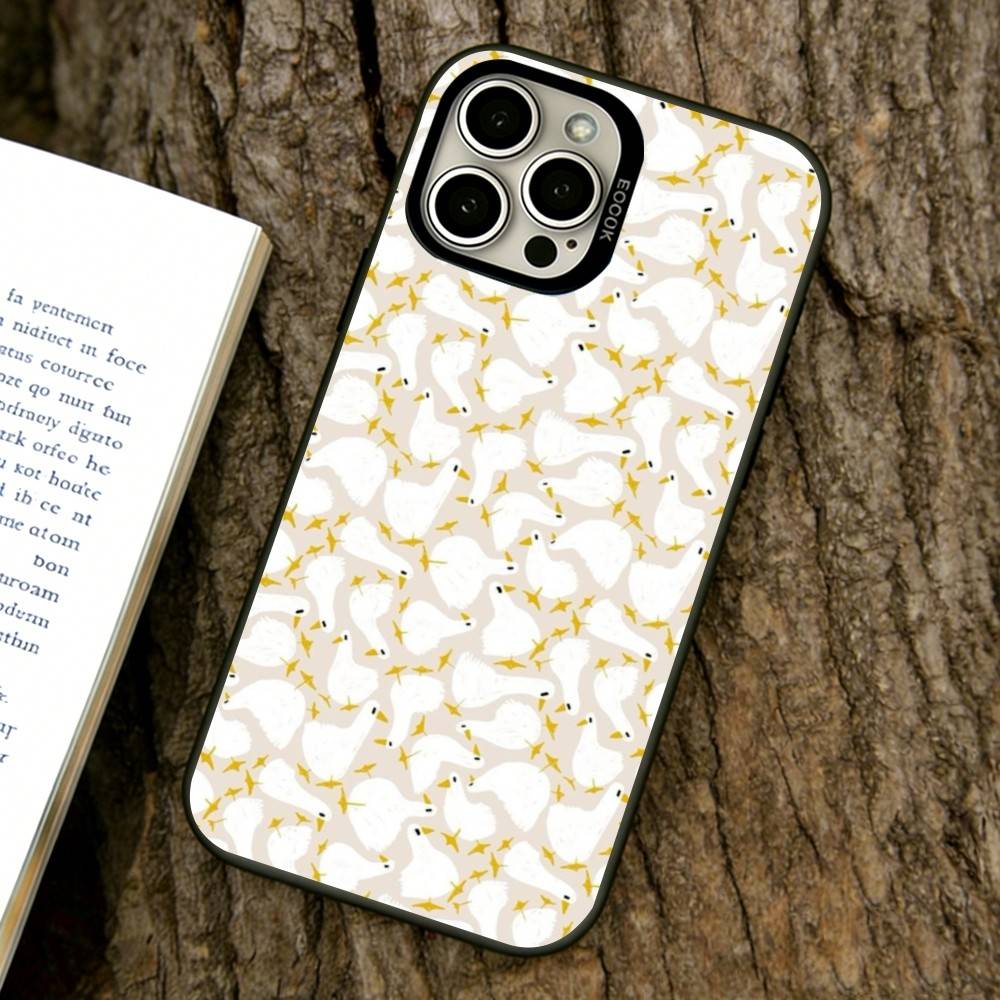 

Cute Chick Pattern Phone Case For iPhone 17,16,15,14,13,12,11 Plus,Pro Max,XS,Colored Silver Plated Inside Cover iPhone14ProMax