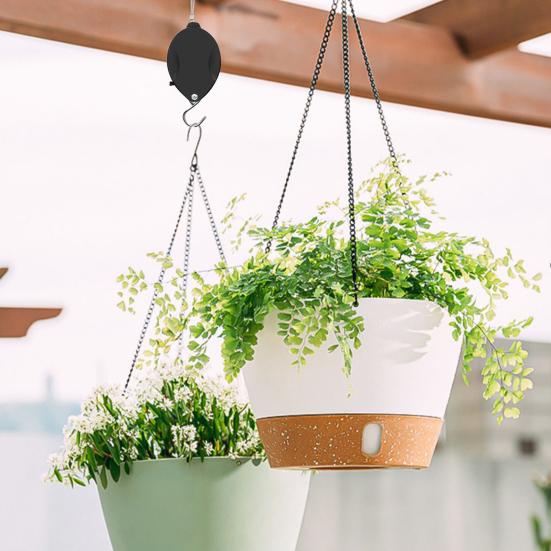 Goodzaz Poulie De Plantes Réglable Rétractable Jardinières Suspendues Panier à Fleurs Crochet Pour Pot De Jardinage Et Mangeoires D Oiseaux D Exterieur A Differentes Hauteurs Abaissez Et Soulevez Lot De 3 Pieces