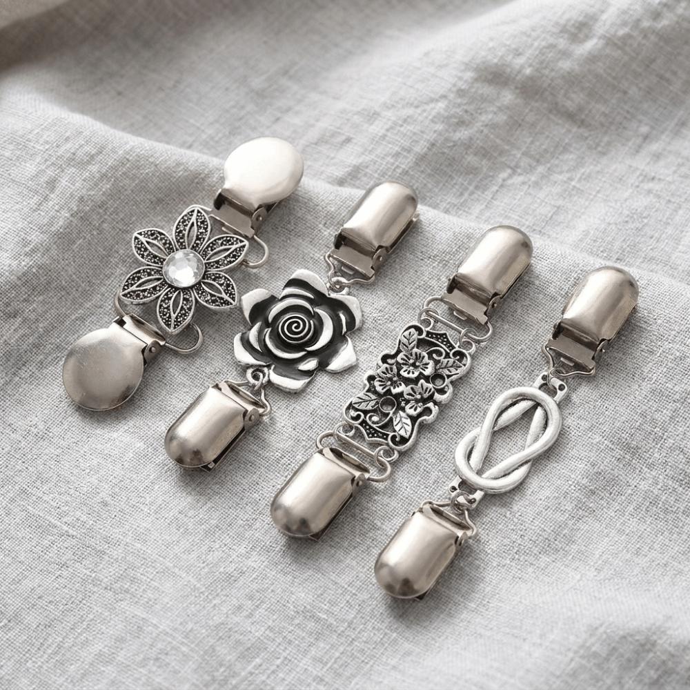 4 pcs Zinc Zinc Alloy Sweater Clips Flower Shawl Collar Clips Outfit Decoration Clothing Fastener Clips Shirt