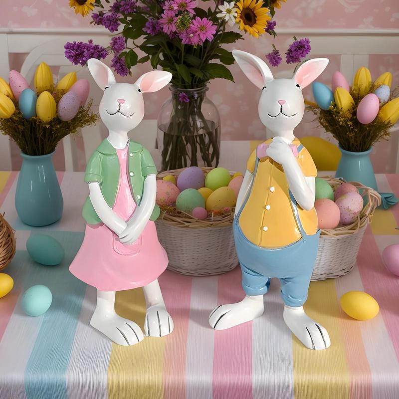 Easter Bunny Decor Easter Rabbits Resin Figurine Cute Bunny Decor Table Decorations Resin Bunny Decorations For Home Garden