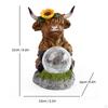 Cow Statue Ornament with Solar Lights Gifts Lovely Animal Sculpture Landscape Lamp Accessory for
