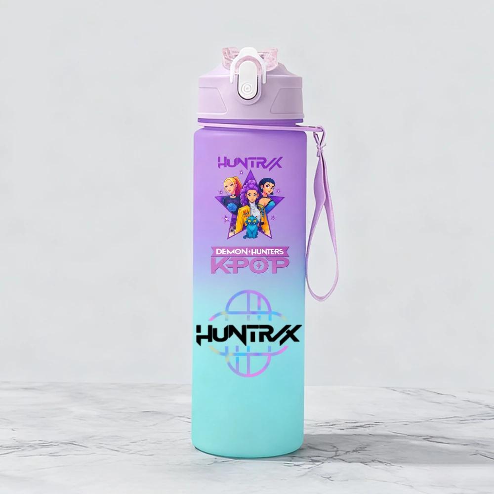 Demon Hunter Plastic Water Cup Rumi Mira Zoey Drinking Bottle Hunters Gourde Cups Warriors Gourd KPOP HUNTRX 750ml k pop Kid Friendly Entertaining 2