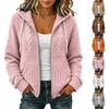 Damen Casual Locker Geschnittene Kapuzenjacke mit Reißverschluss und Blumigem Pailletten-Print