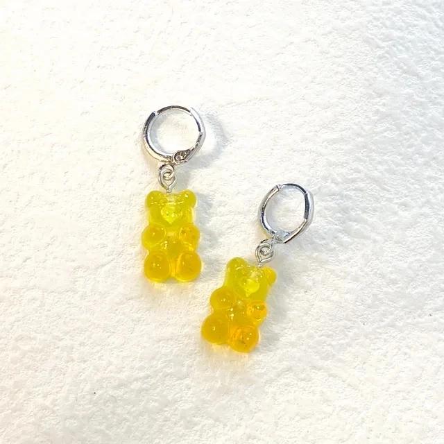 Cute Acrylic Candy Gummy Bear Dangle Earrings for Women Rainbow Bear CZ Hoop Earrings 2022 Korean Fashion Sweet Girl Zircon