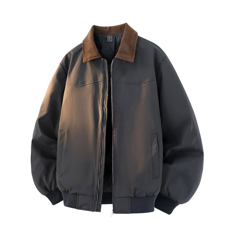 Anti-wrinkle down jacket men's winter lapel% white duck down casual cold-resistant loose solid color coat