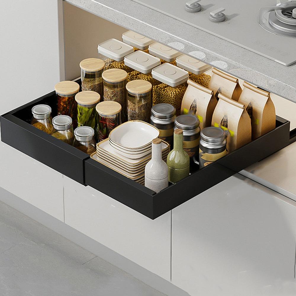 Adjustable Width Kitchen Storage Rack Metal Extendable Pull Out Shelf  Household Goods
