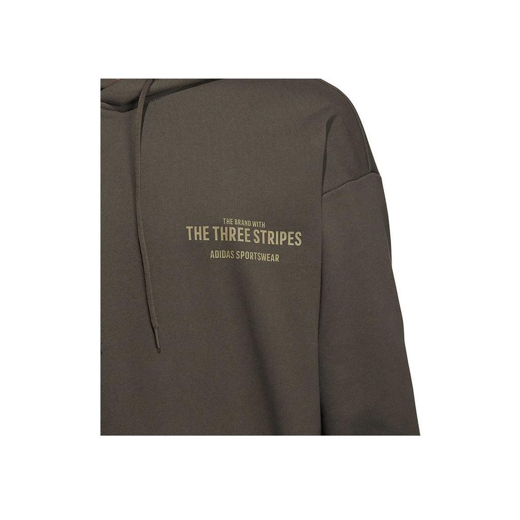 Adidas Solid Color Pocket Letter Print Loose Casual Hoodie Long Sleeve Sweatshirt Men Tops Brown IB2736