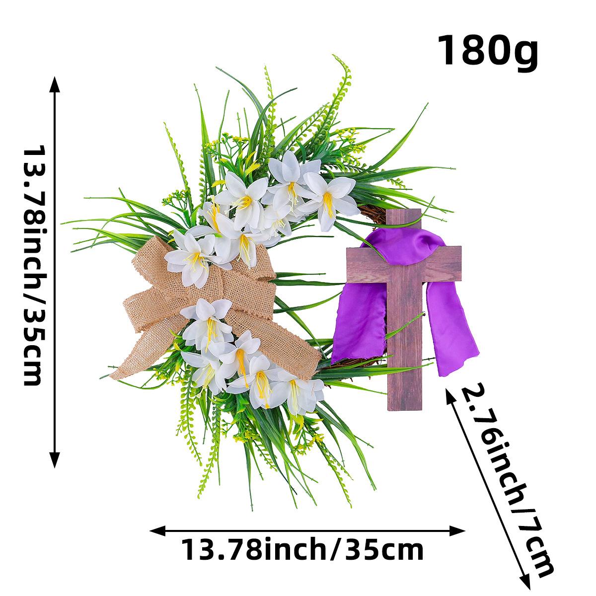

Пасхальный венок с крестом, пасхальный кролик, гирлянда, украшение для двери