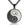 New Stainless Steel Creative Yin Yang Tai Chi Circular Pendant Necklace Retro Religious Mens Titanium Steel Necklace