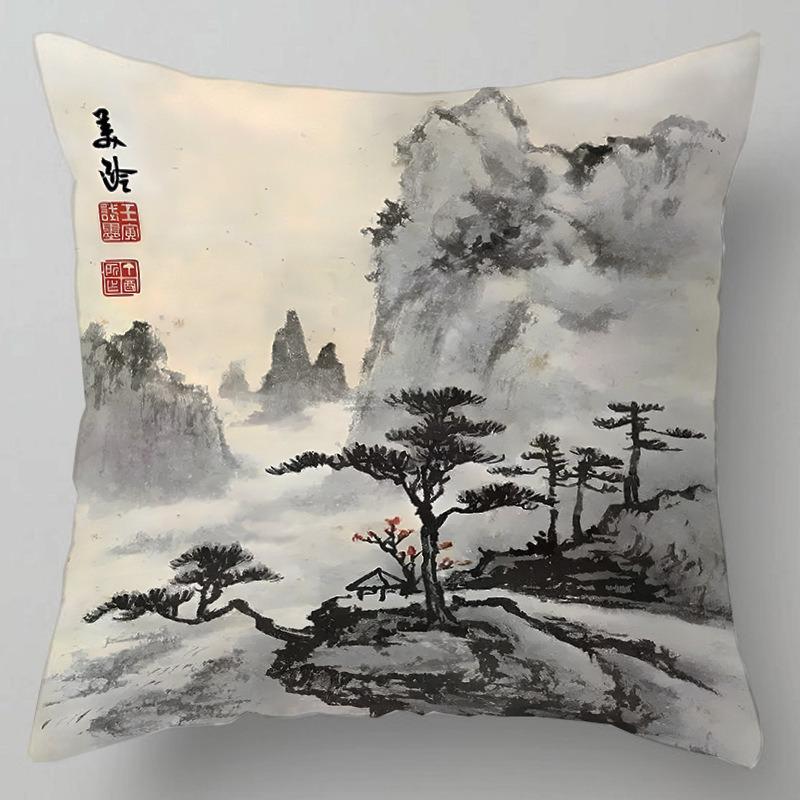 Наволочка с рисунком гор Гофэн, наволочка для гостиной, кресло из красного дерева, поясничная подушка, наволочка для автомобиля 40x40cm