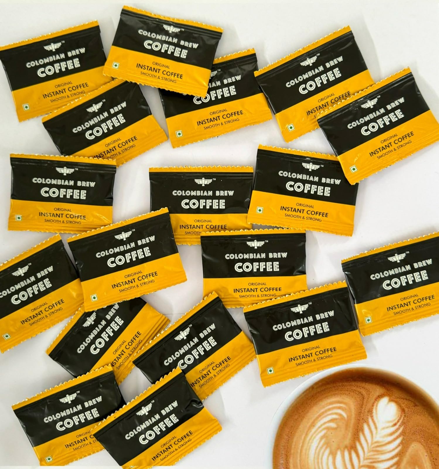 

Colombian Brew Coffee Original Instant Coffee Powder- Pack of 100 Sachets- No Sugar, Vegan, Keto-Friendly- Hot & Cold Coffee, Easy Mix, Zero Suga