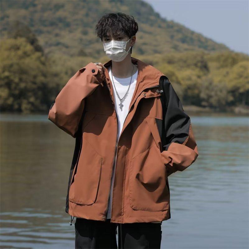 

Куртка с капюшоном, куртка-спецовка, мужская, весенняя, японский ретро, трендовый бренд, функциональная для улицы, хулиганская, красивая, свободная, контрастная куртка 3XL оранжевый