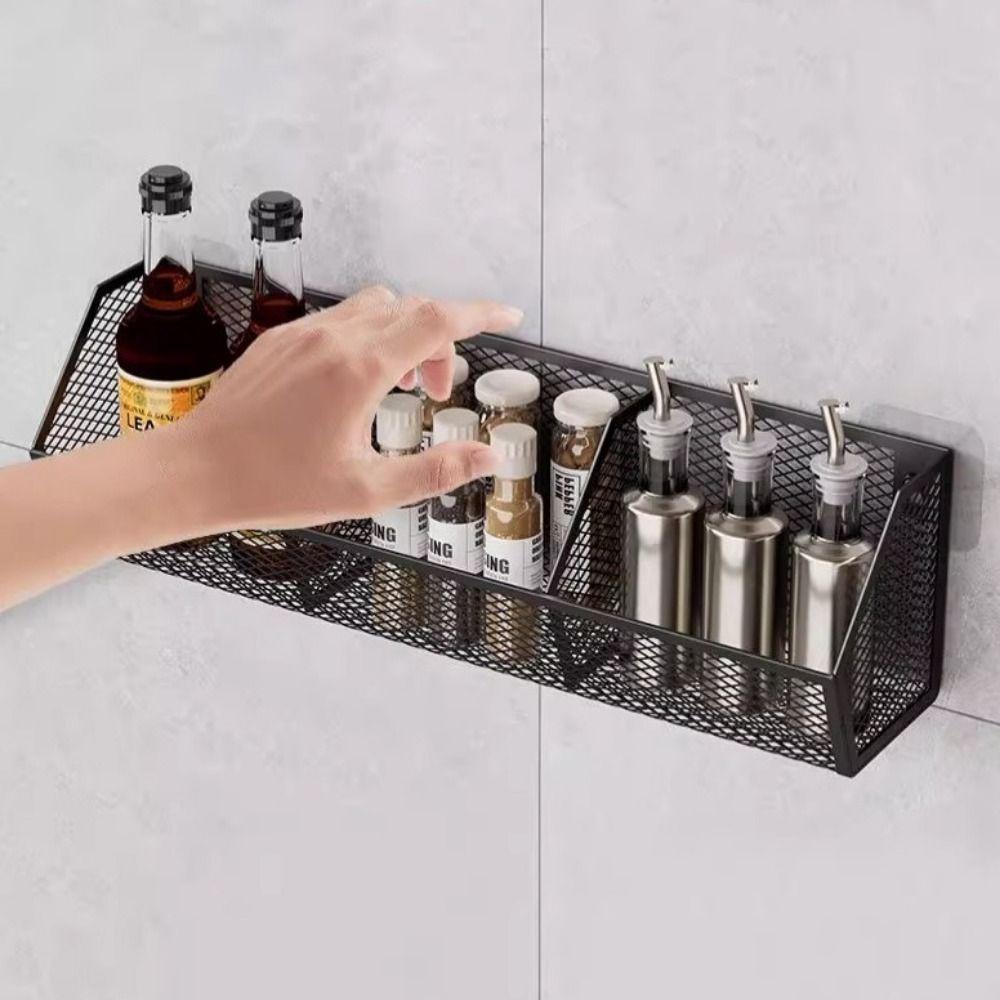 Large Capacity Vegetable Fruit Storage Rack Carbon Steel Seasoning Storage Organizer  Bathroom
