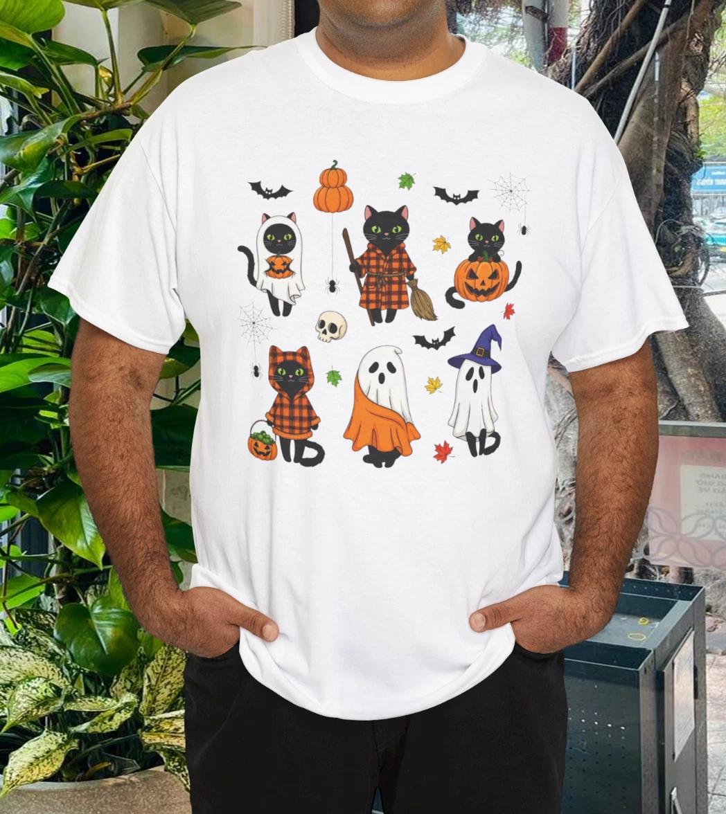 Милый Кот Хэллоуин, Призрачный Кот, Хэллоуинская Футболка с Котом XL