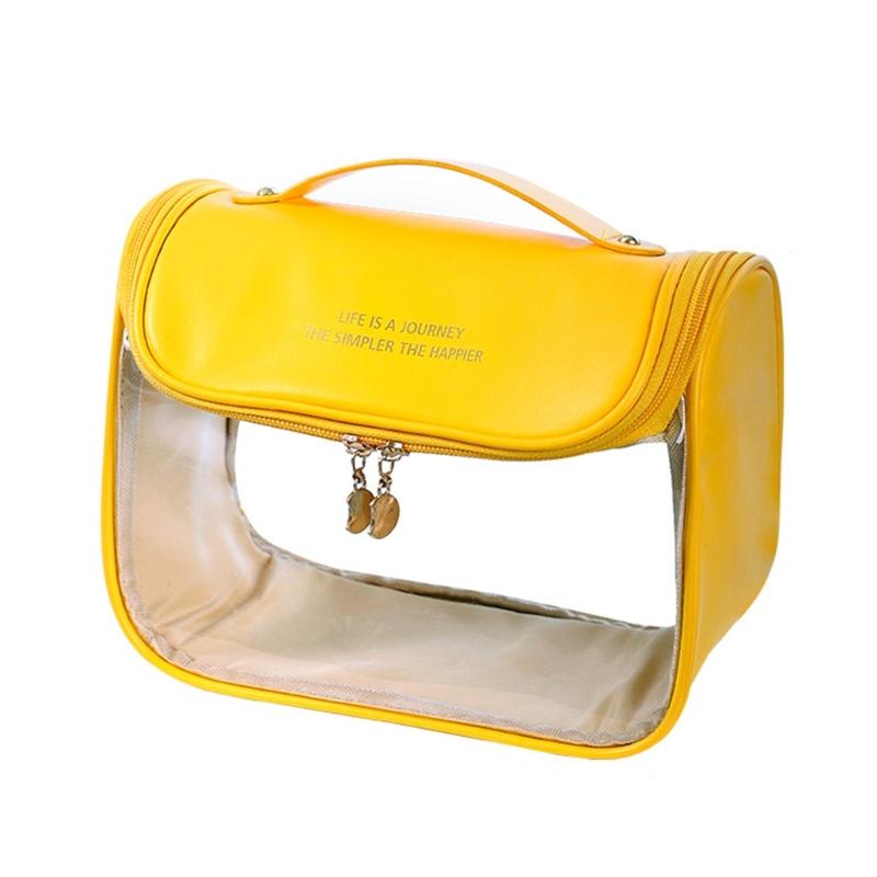 

Large Capacity Cosmetic Bags Portable Clear Wash Bag Makeup Bags Travel Toiletry Organizer Storage Pouch for Women Girls жовтий