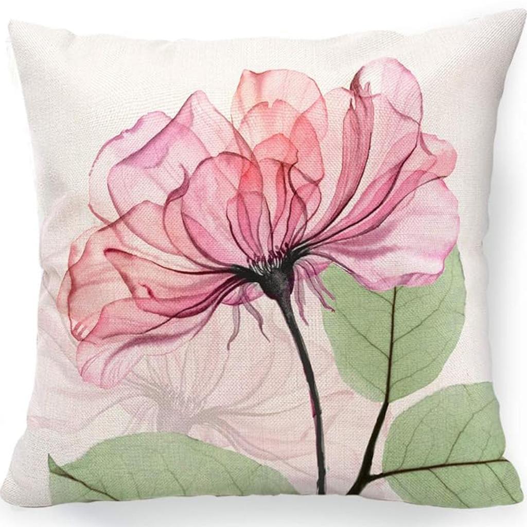 New Spring Fresh and Beautiful Linen Pillowcase Sofa Bedside Plant Flower Pillow Cushion Cover