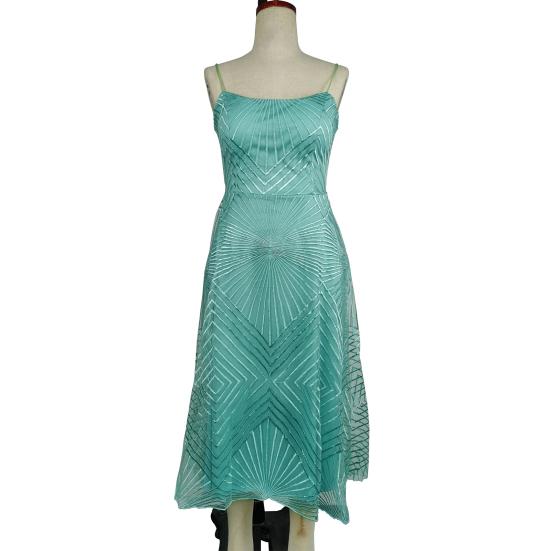 Evening Dress V Neck A-line Slim Waist High Waist Strappy Dress Bing Swing Backless Sleeveless Embroidery Slip Dress for Prom Party