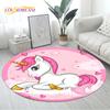3D Cartoon Cute Unicorn Area Rug Large,Round Carpet Rug for Living Room Bedroom Sofa Decoration,Children Play Non-slip Floor Mat