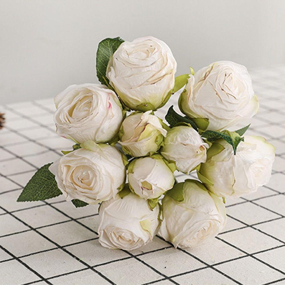 Elegant Silk Rose Flowers Real Touch Fake Plants Artificial Roses Bouquet  Outdoor Garden Decor