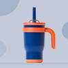 14oz Color Block Straw Cup for Kids - Stainless Steel Thermos with Handle